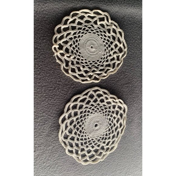 Handmade White Crochet Doily Set of Two For Home Decor & Craft Projects - Picture 1 of 12